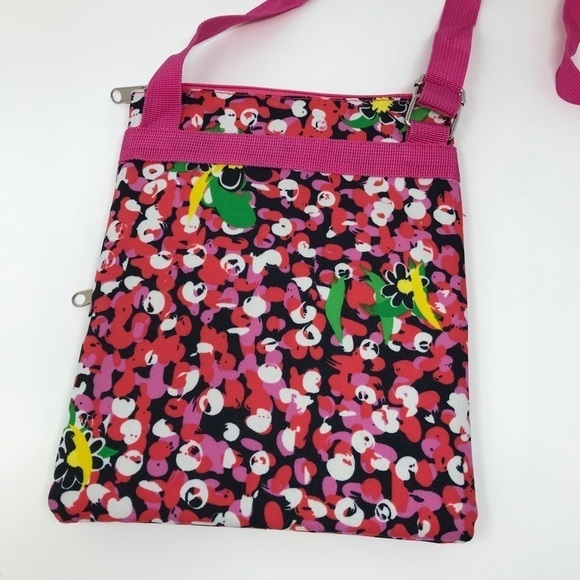 SImply Southern Bright Barbie Hot Pink Floral Triple Zip Crossbody Bag Purse - Picture 7 of 10